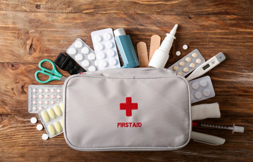 Essential items in a first aid kit